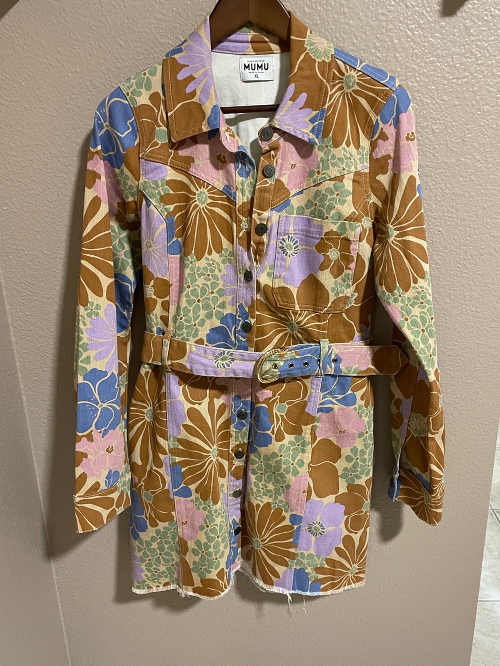 Show Me Your Mumu Floral Button-Up Belted Dress - Multi Color